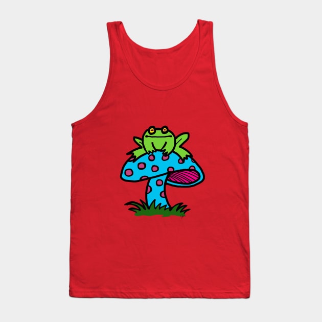 frog on a mushroom Tank Top by wolfmanjaq